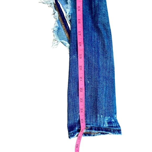 Zara Jeans Womens 4 Distressed Denim Jeans Medium Rise Relaxed Fit Straight Leg - Picture 4 of 16